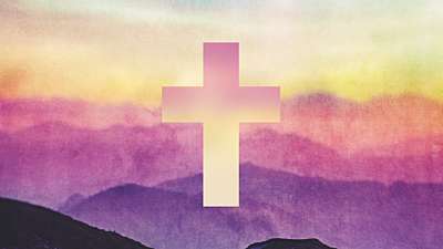 Watercolor Cross Mountains Still